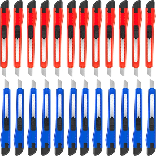 Vista 8 de DIYSELF Paquete de 24 cortadores de caja a granel (cortador de hoja de 0.354 in de ancho) cuchillo retráctil, cuchillo de afeitar exacto, compacto