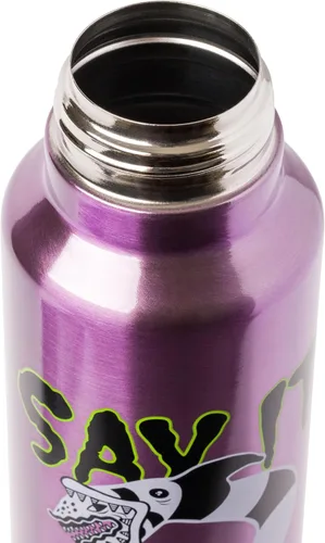 Vista 5 de Silver Buffalo Beetlejuice - Botella de agua de acero inoxidable con correa "Say it Three Times" con gusano de arena, 27 onzas