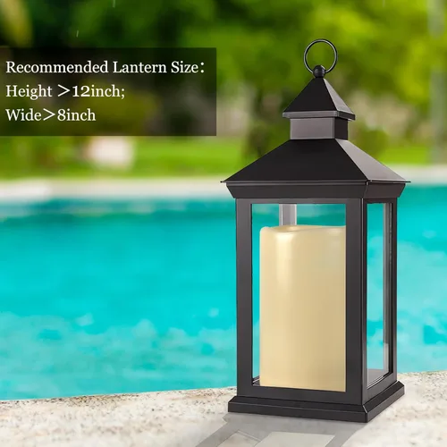 Vista 4 de Vela extra grande sin llama de 6 x 9 pulgadas para exteriores con temporizador automático de 6 horas, vela LED impermeable a pilas para linterna