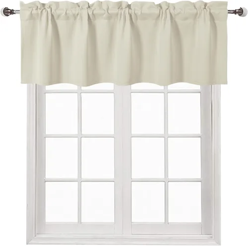Vista 69 de DWCN Cenefa para ventana de cocina, con bolsillo para barra, para ventana, sala de estar/sótano, 36 x 16 pulgadas de largo, 1 panel, beige