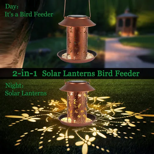 Vista 3 de Alimentadores de Pájaros para Exteriores, Linternas Solares de Libélula, Linternas Exteriores Impermeables, Decoración de Jardín, Cumpleaños