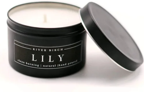 Vista 33 de River Birch Candles - Vela perfumada de almendra + miel, velas de soja de alta calidad, totalmente naturales, no tóxicas, vela de viaje de lata