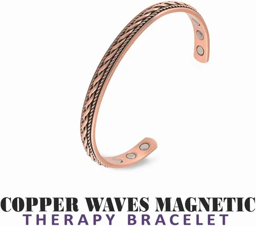 Vista 3 de Pulsera magnética de cobre, para hombres y mujeres, imanes de alta potencia, ondas ajustables