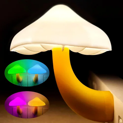 Vista 18 de iBetterLife - Lámpara de pared LED con sensor de luz nocturna en forma de hongo, lámpara de ensueño para dormitorio, linda lámpara de hongo