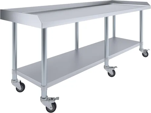 Vista 19 de AmGood Soporte para equipo de acero inoxidable, resistente, grado comercial, con estante inferior, certificado NSF