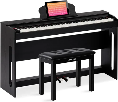 Piano digital de acción ponderada de 88 teclas B83 + banco de piano de hierro AODSK UAP-10