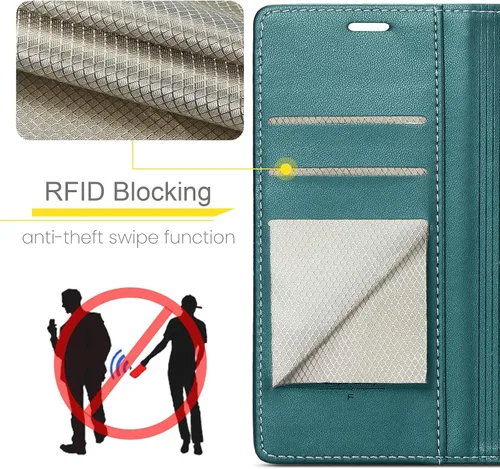 Vista 7 de FLIPALM Funda tipo cartera para Samsung Galaxy S20 FE 5G, bloqueo RFID, tarjetero de crédito, de piel sintética, función atril, funda protectora a