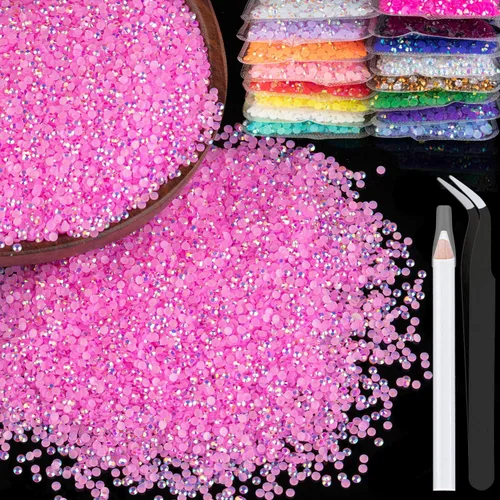 Vista 54 de 4000 diamantes de imitación de resina de 0.157 pulgadas a granel, transparentes AB con parte trasera plana, diamantes de imitación redondos