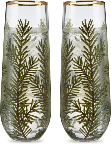 Vista 6 de Twine Copas de champán sin tallo con borde dorado, copas de vino espumoso para Prosecco, cócteles espumosos, cócteles sin alcohol, mimosas