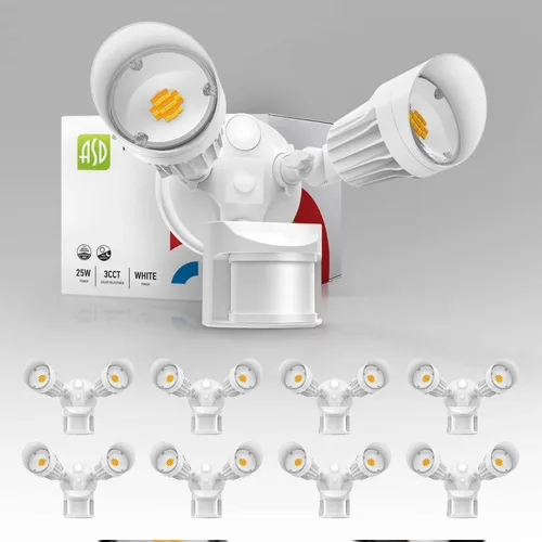 Vista 15 de ASD Luz LED de seguridad para exteriores de 25W 2300LM con sensor de movimiento, 3000K/4000K/5000K, IP65 impermeable, detección de movimiento, luz