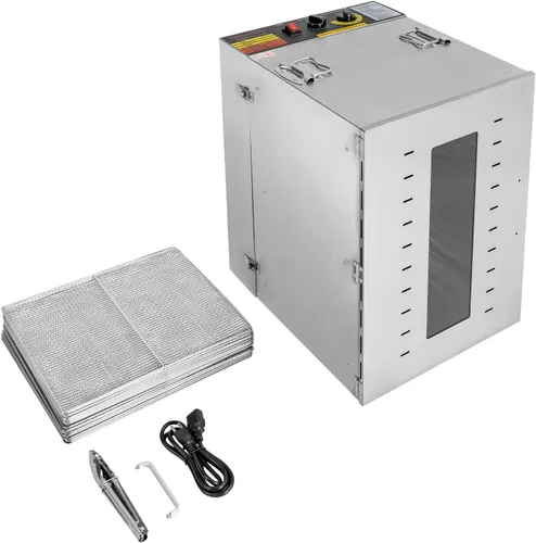 Vista 7 de Deshidratador de alimentos de 16 bandejas de acero inoxidable, máquina secadora de alimentos comerciales para carne seca, carne, frutas, hierbas