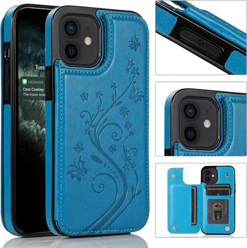 Vista 3 de Asuwish Funda compatible con iPhone 12 Pro iPhone12 6.1, protector de pantalla de vidrio templado, tarjetero/cartera, funda de piel con tapa