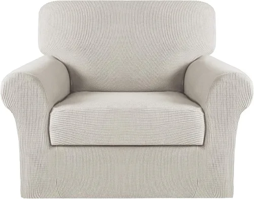 Vista 19 de Turquoize - Fundas de sillas de 2 piezas, fundas de sofá, funda de sillón con reposabrazos, protector lavable para sillas, tela jacquard gruesa Cian