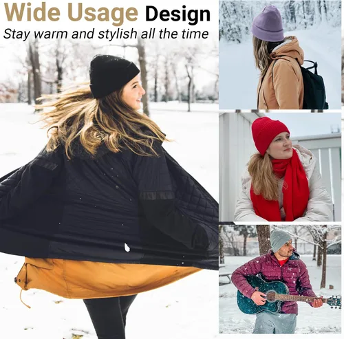 Vista 7 de NPQQUAN Beanie for Men Women Winter Hats for Mens Beanie Cuffed Knit Beanies Skull Cap
