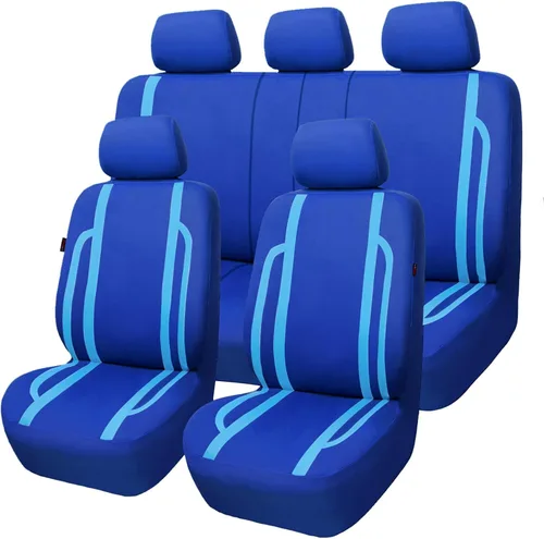 Vista 10 de Flying Banner Fundas para asiento de coche, juego completo, transpirable, deportivas, a la moda, para asiento delantero y trasero, con división