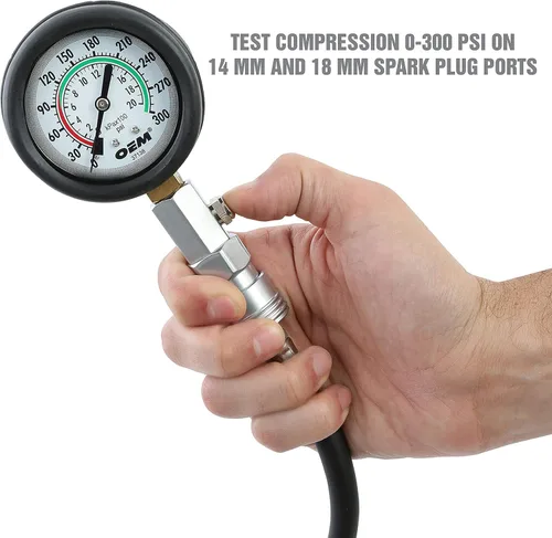 Vista 4 de OEMTOOLS 37138 Juego de medidor probador de compresión, probador de compresión automotriz, probador de compresión de motor con manguera flexible