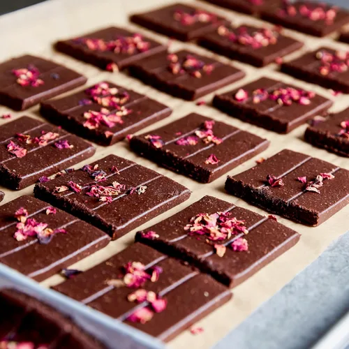 Vista 6 de Honey Mama's, Barras de trufa de cacao con lavanda y rosa, sin azúcar refinado, sin gluten, sin lácteos, sin soja, Paleo, 2.5 onzas, barra de 3