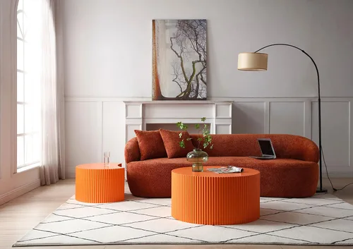 Vista 104 de JUSTONE Sofá de sala de estar curvado moderno de mediados de siglo de 101 pulgadas, sofá de tela Boucle de 4 asientos para dormitorio, oficina, beige