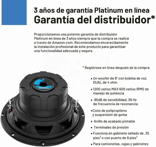 Vista 2 de Subwoofer de doble bobina de voz Planet Audio AC15D 15 pulgadas 2100 W., 8 pulgadas, 8 pulgadas, Negro