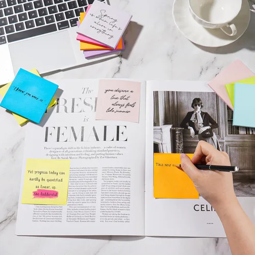 Vista 5 de (18 Blocs) Notas Adhesivas de 3x3 pulgadas, Blocs Autoadhesivos de Colores Brillantes, Reciclables, Fáciles de Pegar para Casa, Oficina, Cuaderno