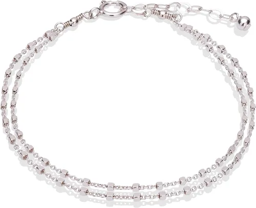 Vista 11 de Pulsera de doble cadena Annika Bella, cadena de mano de 6.5-7.5 pulgadas, pulseras de cadena de plata de ley 925, joyería minimalista para mujer