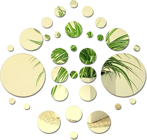 Vista 9 de CREATCABIN 32 calcomanías redondas de acrílico para pared, espejos circulares, calcomanías autoadhesivas para el hogar, sala de estar, dormitorio