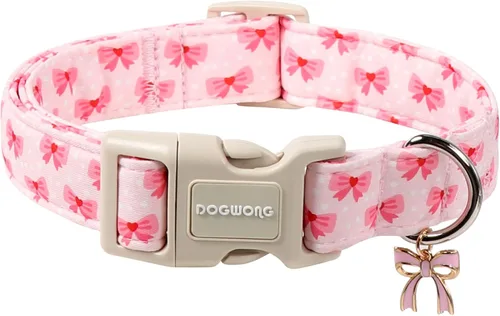 Vista 28 de DOGWONG Airtag Collar de Perro de Algodón y Cáñamo, Collar de Perro Resistente con Soporte para Airtag Tela Natural Verde Collar Lindo para Cachorro