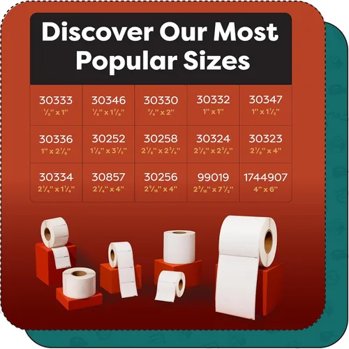 Vista 8 de Aegis Adhesives - Reemplazo para DYMO 30347 (12 rollos, 9000 etiquetas) Etiquetas térmicas directas de código de barras y lomo de libro de 1" x 1