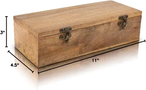 Vista 10 de Caja de té de madera, organizador de cofre con 6 compartimentos de almacenamiento para una variedad de especias y hierbas de té sueltas, natural