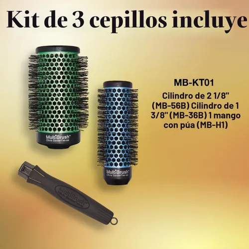 Vista 2 de Olivia Garden MultiBrush - Cepillo térmico desmontable no eléctrico con barril de cerámica