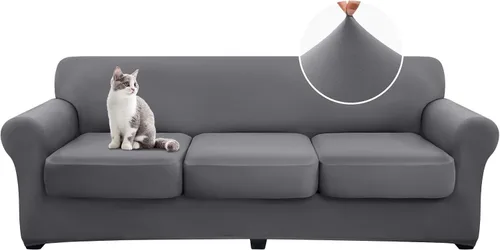 Vista 10 de hyha Fundas de sofá de 4 piezas para sofá de 3 cojines, fundas de sofá suaves y lavables, fundas de sofá elásticas para perros, protector de muebles