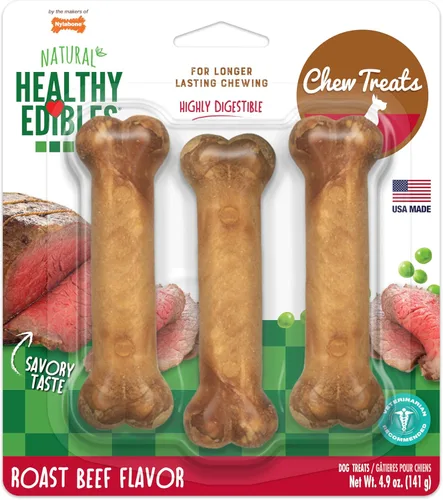 Vista 14 de Nylabone Healthy Edibles Natural Dog Chews - Golosinas masticables de larga duración con sabor a tocino para perros, pequeños/regulares (1 unidad)