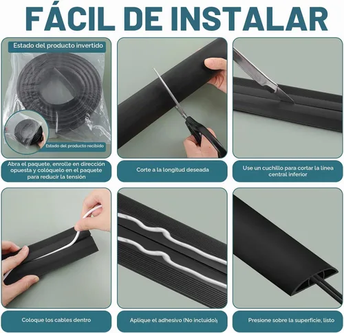 Vista 7 de Cubierta para cable de piso, protector de cable, 0.63 pulgadas de ancho x 0.31 pulgadas de alto, cubierta de alambre para cables de extensión Beige