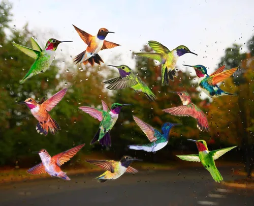 Vista 3 de Calcomanías anticolisión para ventana de alerta de pájaros, para evitar golpes de pájaros en el cristal de la ventana, juego de 12 colibríes