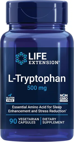 Life Extension L-Tryptophan, 500 mg, Encourages Healthy Serotonin Levels and Promotes Healthy Sleep, Mood, Stress Response & Satiety, Gluten-Free,