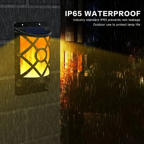 Vista 5 de Aityvert Luces solares de llama al aire libre, luz solar de llama parpadeante impermeable, sensor oscuro, encendido y apagado automático, 66 luces