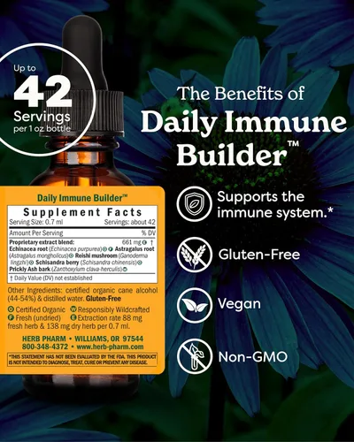 Vista 2 de Herb Pharm Daily Immune Builder - Defensa del sistema inmunológico a base de hierbas, 1 onza