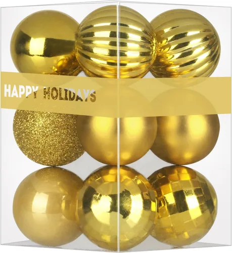 Vista 96 de Bolas pequeñas de Navidad doradas de 1.6 pulgadas, adornos de decoración para árbol de Navidad, bolas colgantes inastillables para decoraciones