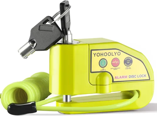 Vista 12 de YOHOOLYO Candado de Disco con Alarma para Motocicleta, Bloqueo de Freno de Disco Antirrobo, Resistente al Agua, 110 dB, Pasador de 7mm, Cable