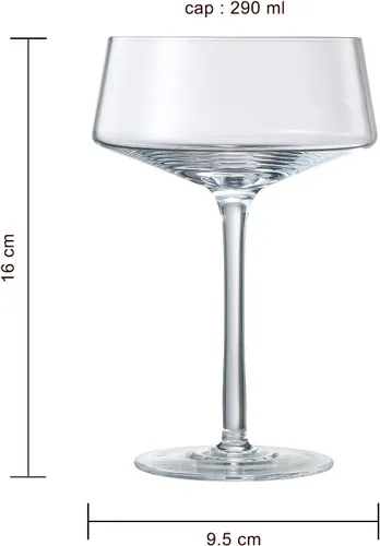 Vista 7 de The Wine Savant Juego de 2 vasos de Martini & Champagne Coupé con cuchara plateada 10 onzas Lujo de cristal, soplado a mano premium Cóctel