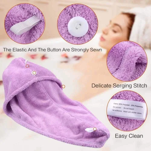 Vista 5 de XDSDDS - Toalla turbante de microfibra para el cabello, absorbente y suave, toalla de secado rápido, toalla mágica de secado rápido para mujeres