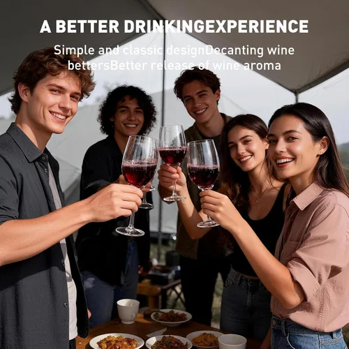 Vista 4 de Juego de 4 copas de vino de plástico, desmontables de 12 onzas, vaso de vino sin tallo, reutilizable, portátil para exteriores, inastillable