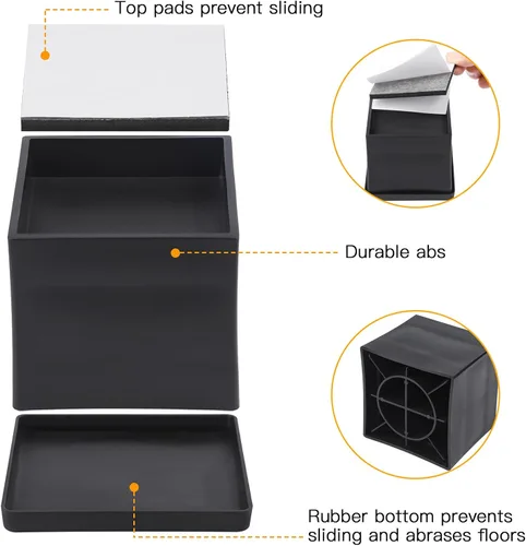 Vista 3 de BTSD-home Elevadores de cama de 2 pulgadas resistentes para muebles, sillas y patas de mesa, ideales para patas delgadas, añadir 2 pulgadas de 4