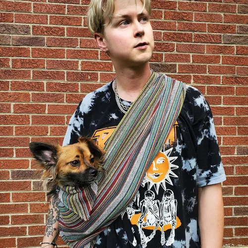 Vista 8 de Transportador para perros 100% algodón orgánico también para gatos (bohemio multicolor)