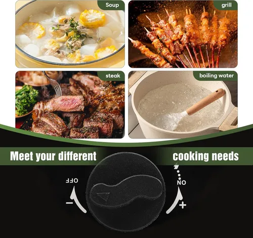 Vista 3 de Dollate Estufa de camping de 2 quemadores con bolsa de transporte, estufa de propano portátil de 16000 BTU para camping, estufa de camping plegable