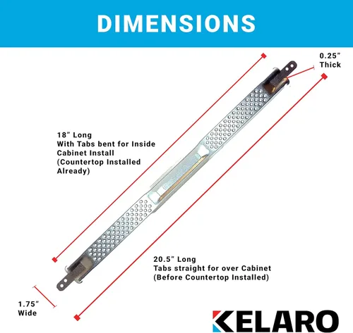 Vista 4 de Kelaro Kit de soporte de montaje para lavavajillas EZ compacto de 18" para encimeras de granito y cuarzo