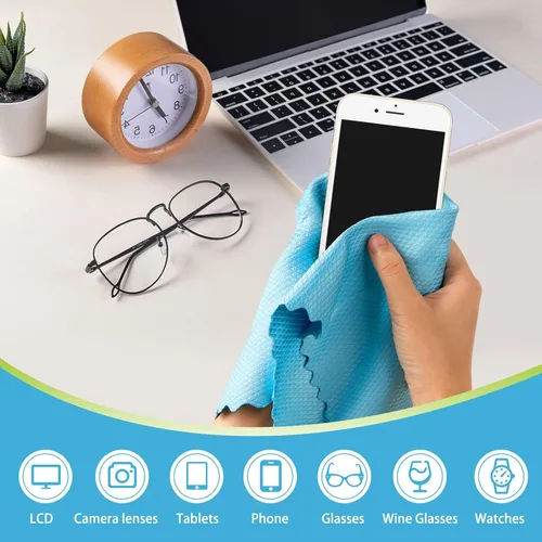 Vista 3 de AIDEA Paños de limpieza de vidrio de microfibra, 8 unidades, 16 x 16 pulgadas, limpiador de microfibra de vidrio y ventanas, sin pelusas, limpia