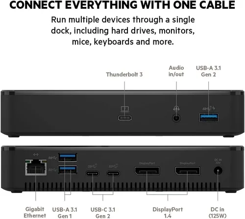 Vista 4 de Belkin Cable Thunderbolt 3 Dock Plus Thunderbolt 3 - Hub USB-C - Estación de acoplamiento 8 en 1 para MacOS y Windows, 4K dual a 60Hz, velocidad