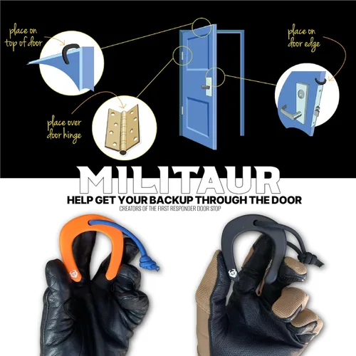 Vista 2 de First Responder - Tope de puerta / Jam Multi (paquete de 3) – Compatible con sistemas Molle, herramienta táctica para policía, EMS, EMT, bomberos