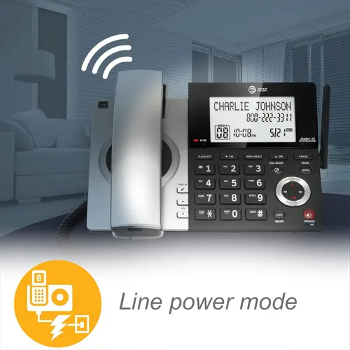 Vista 8 de AT&T CL84207 DECT 6.0 Teléfono con cable de 2 teléfonos para el hogar con largo alcance, contestador, bloqueo de llamadas, locutor de identificación